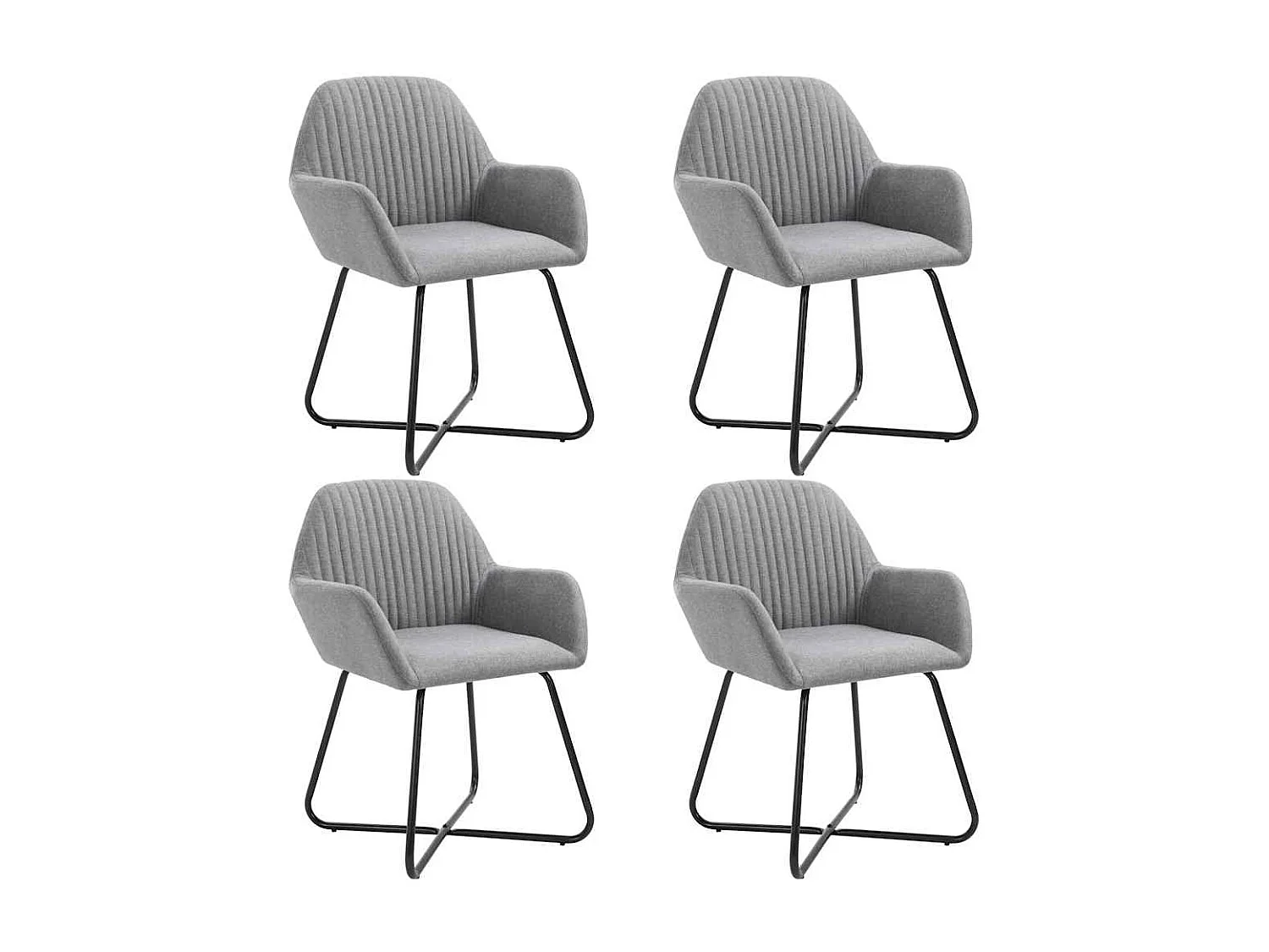 Chaises à manger lot de 4 gris clair tissu