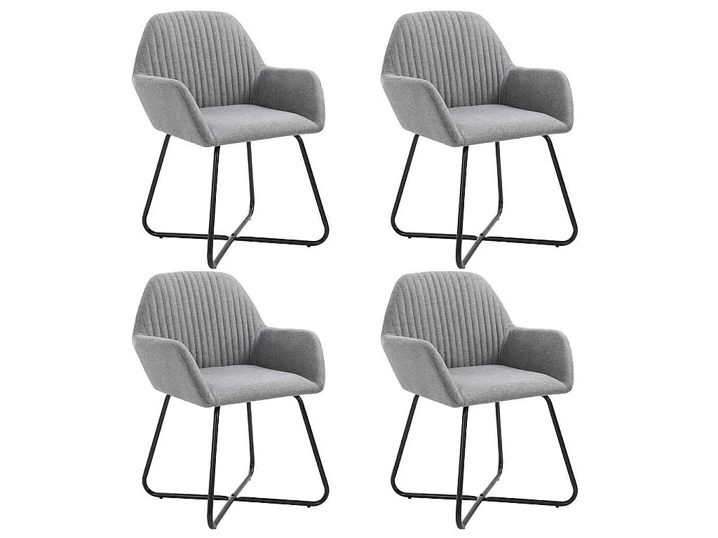 Chaises à manger lot de 4 gris clair tissu
