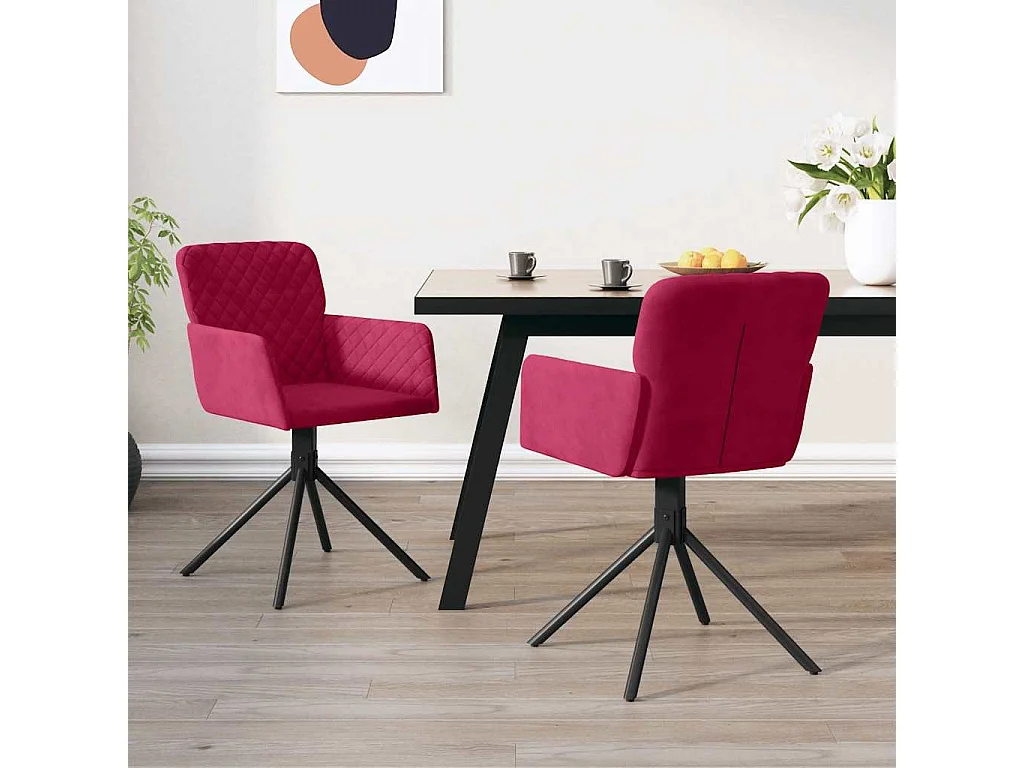 Sedie da Pranzo Girevoli 2 pz Rosso Vino in Velluto
