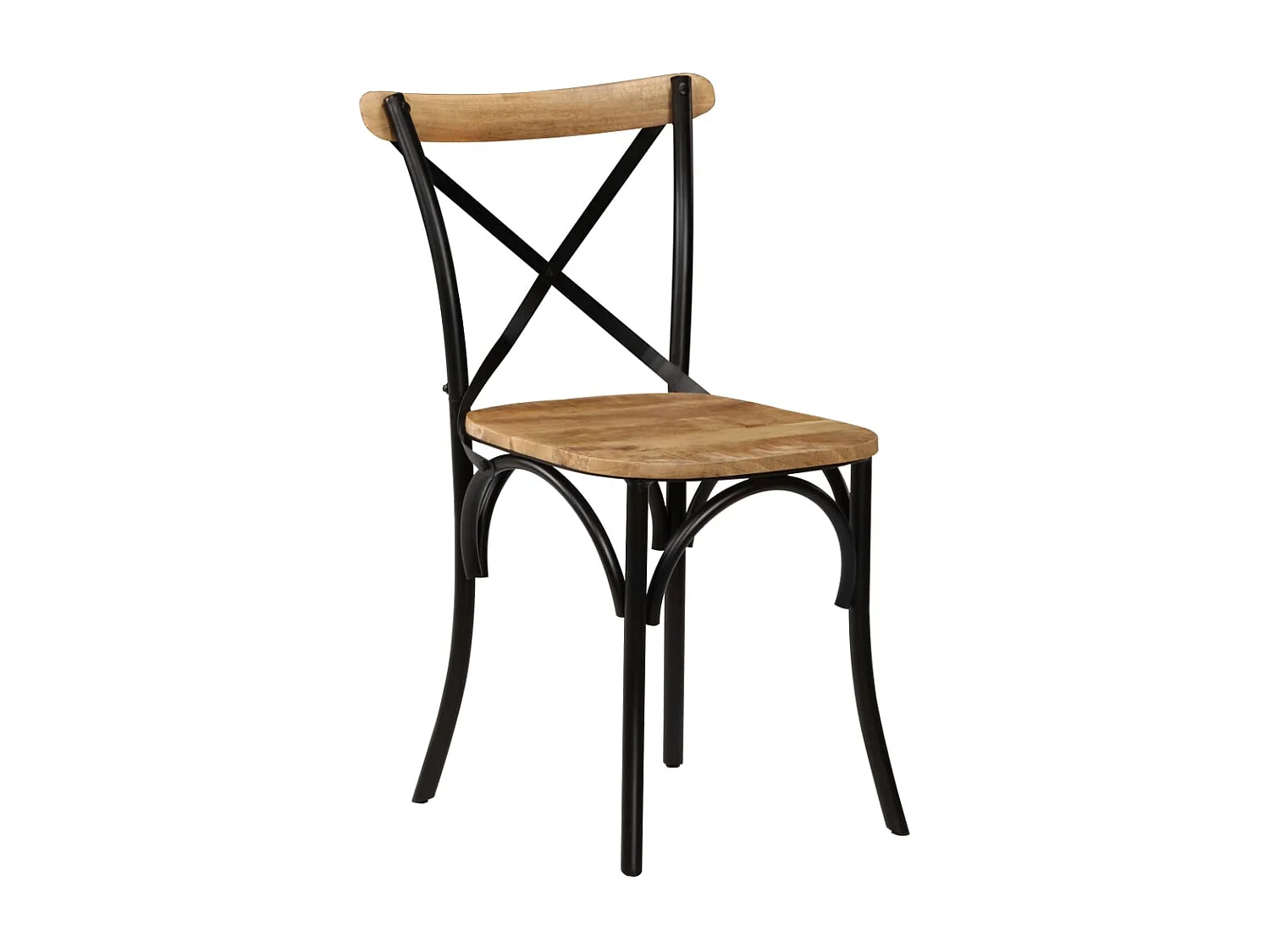 Kruisstoelen 4 st massief mangohout zwart