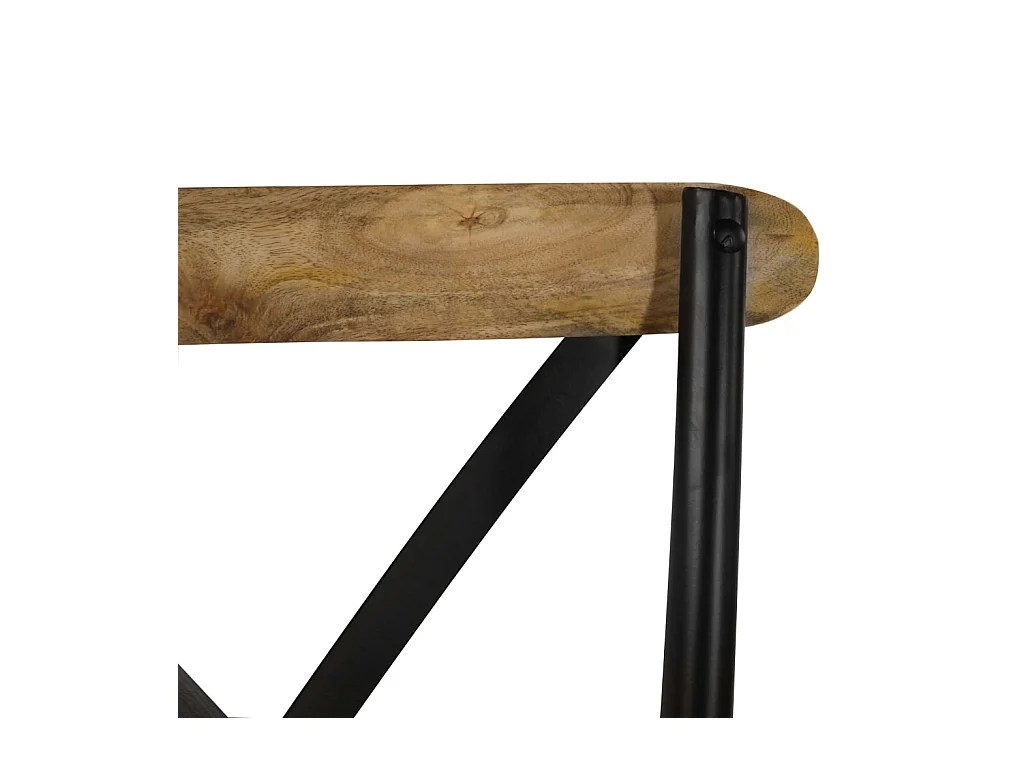 Kruisstoelen 4 st massief mangohout zwart