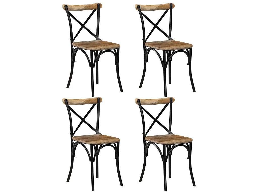 Cadeiras costas em cruz 4 pcs madeira mangueira maciça preto
