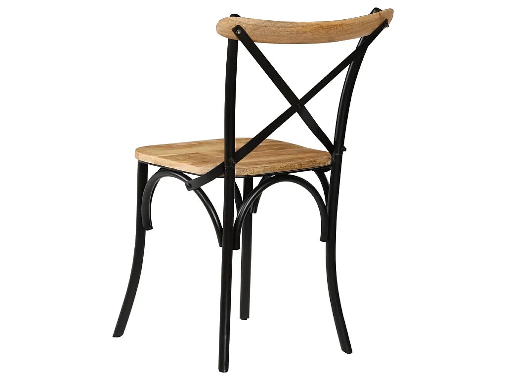 Cadeiras costas em cruz 4 pcs madeira mangueira maciça preto
