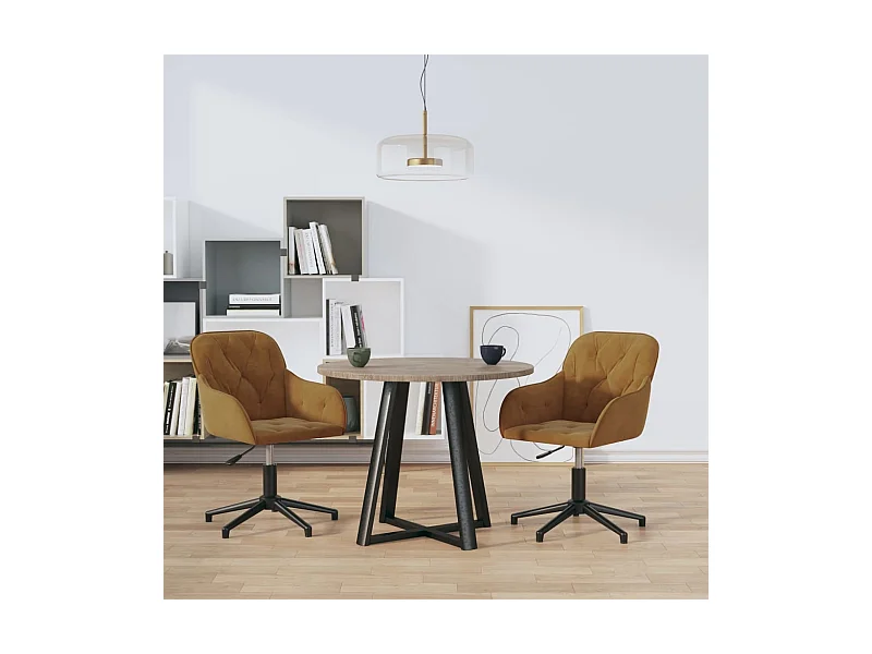 Chaises pivotantes à manger lot de 2 Marron Velours