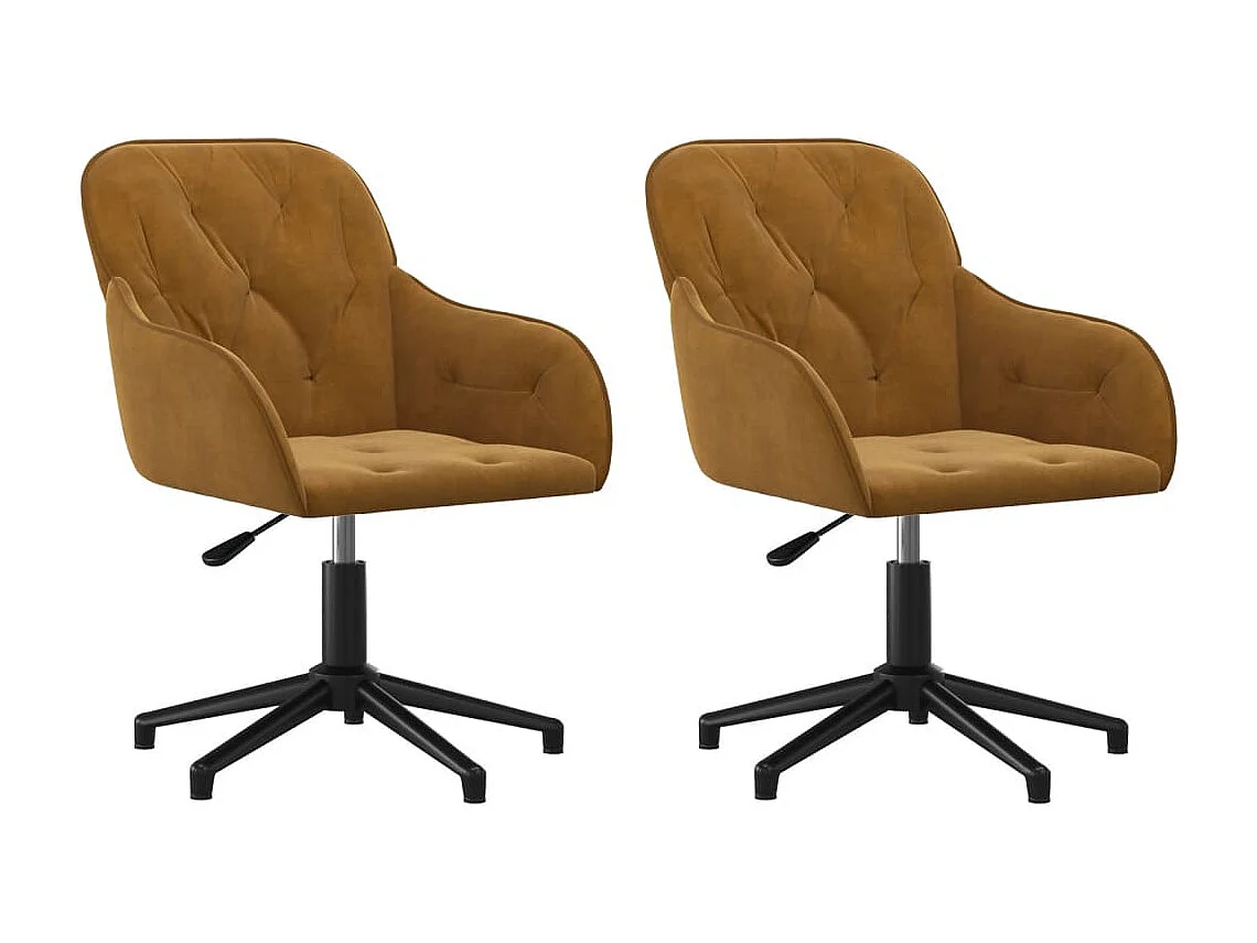 Chaises pivotantes à manger lot de 2 Marron Velours