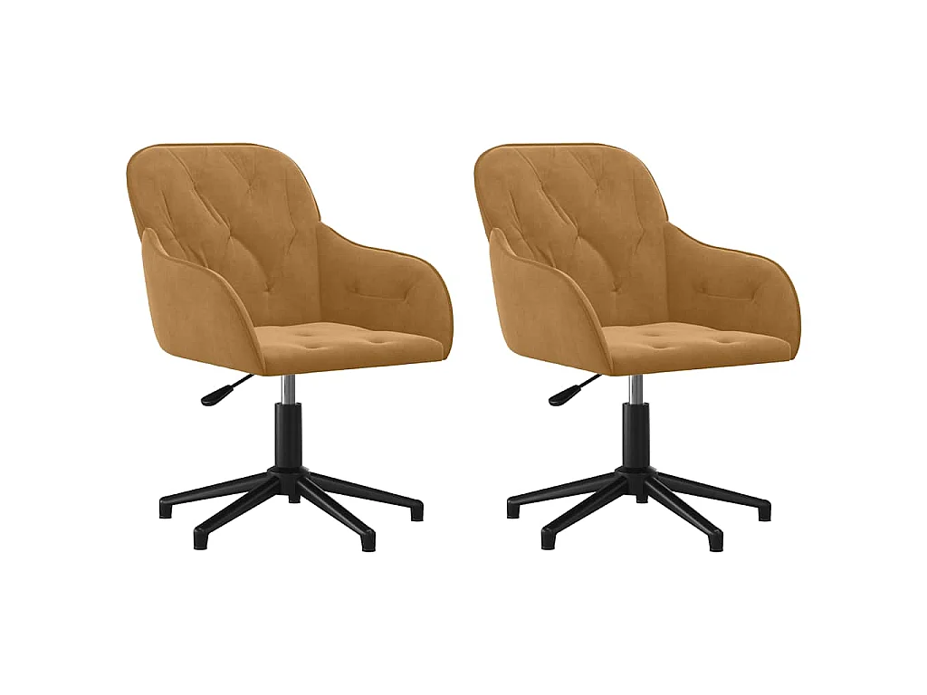 Chaises pivotantes à manger lot de 2 Marron Velours