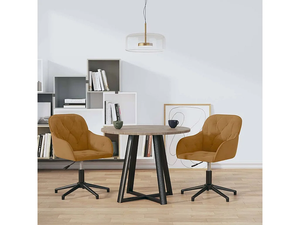 Chaises pivotantes à manger lot de 2 Marron Velours