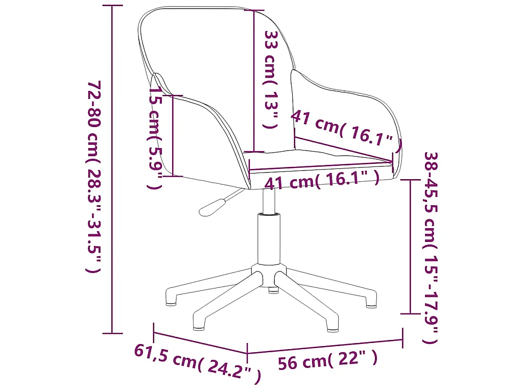 Chaises pivotantes à manger lot de 2 Marron Velours