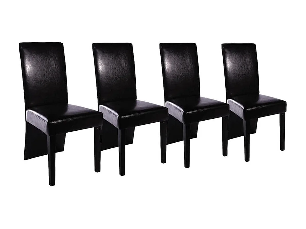 Chaises à manger lot de 4 noir similicuir