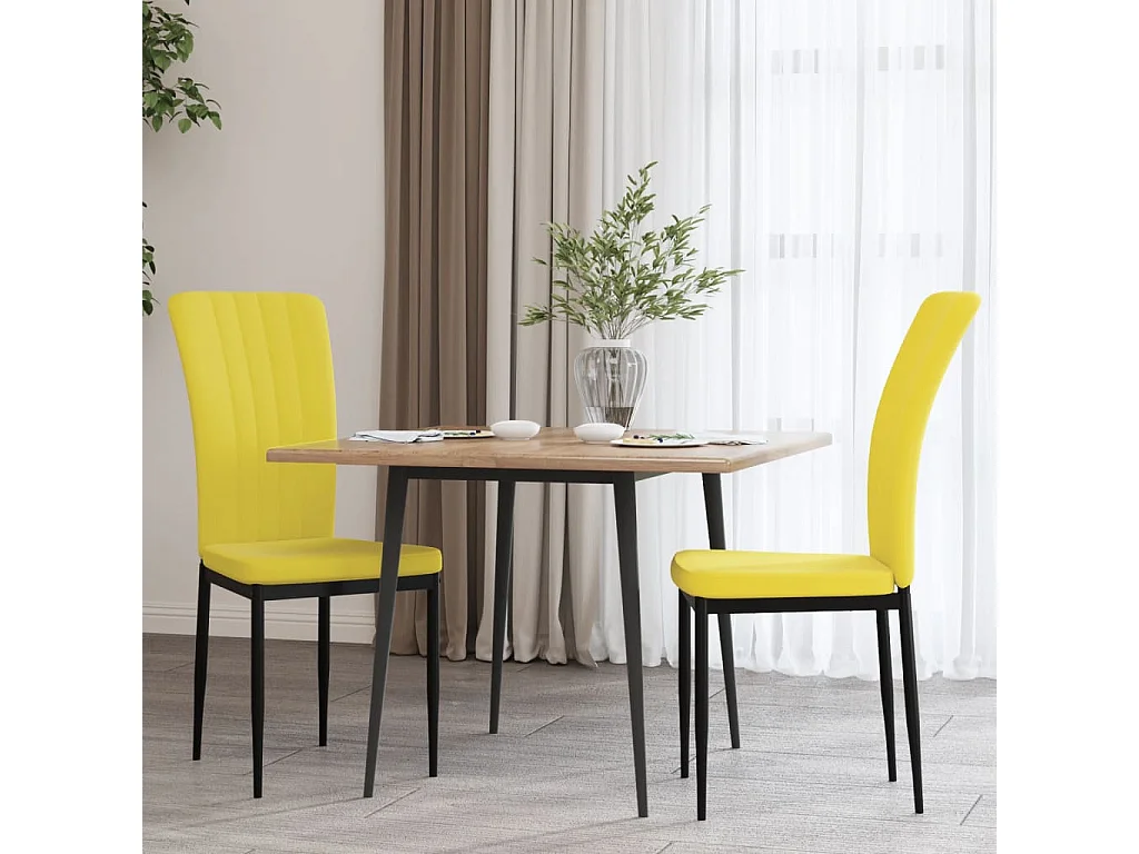 Cadeiras de jantar 2 pcs veludo amarelo mostarda