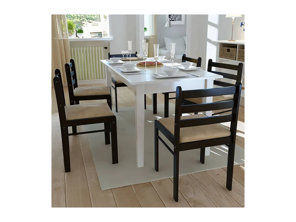 Sedie da Pranzo 6 pz Marroni in Legno Massello e Velluto