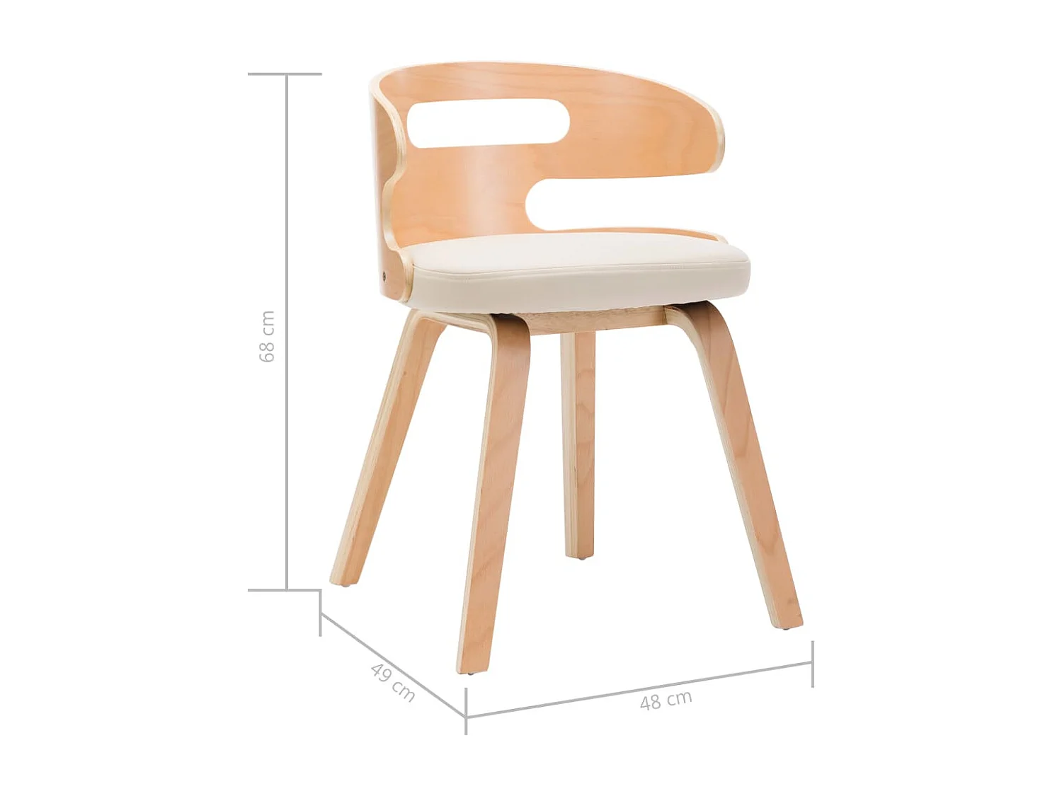 Eetkamerstoelen 4 st gebogen hout en kunstleer crèmekleurig