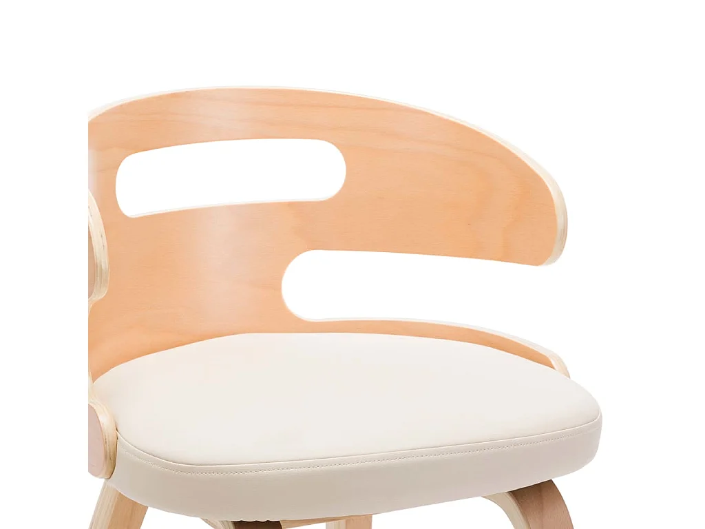 Sillas de comedor 4 uds madera curvada y cuero sintético crema