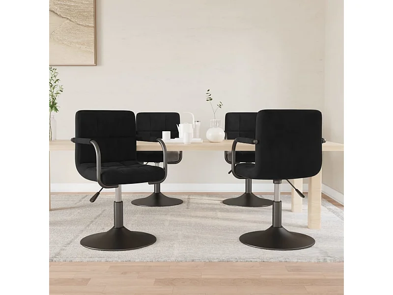 Chaises pivotantes à manger lot de 4 noir velours