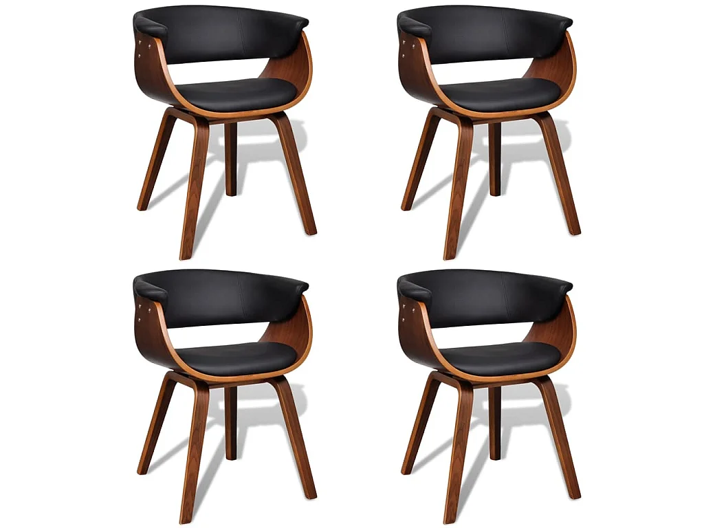 Eetkamerstoelen 4 st gebogen hout en kunstleer