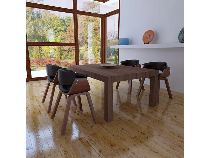 Eetkamerstoelen 4 st gebogen hout en kunstleer