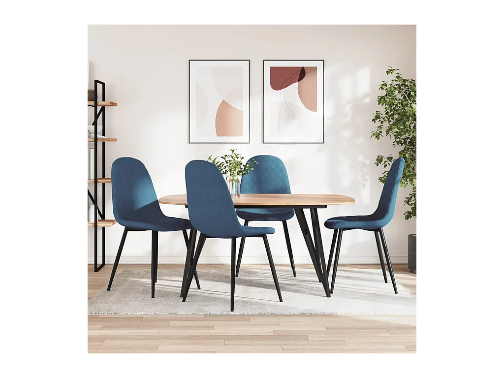 Chaises à manger lot de 4 Bleu Velours