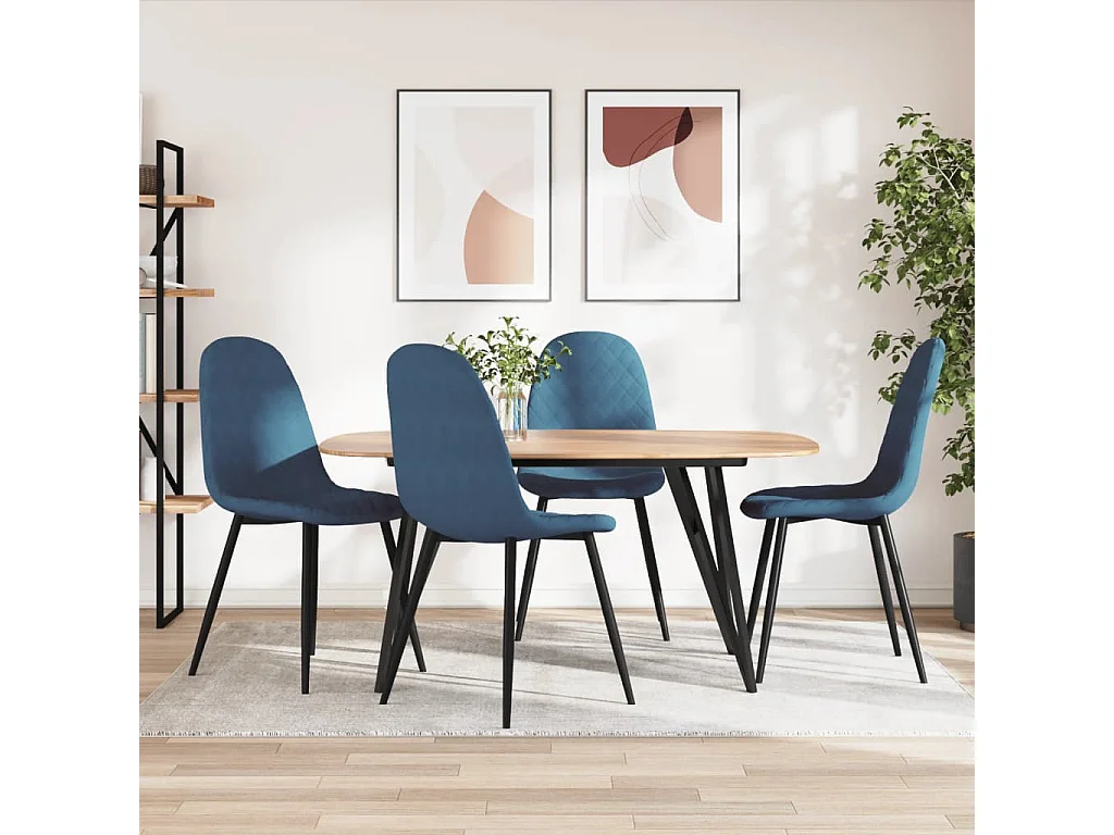 Eetkamerstoelen 4 st fluweel blauw