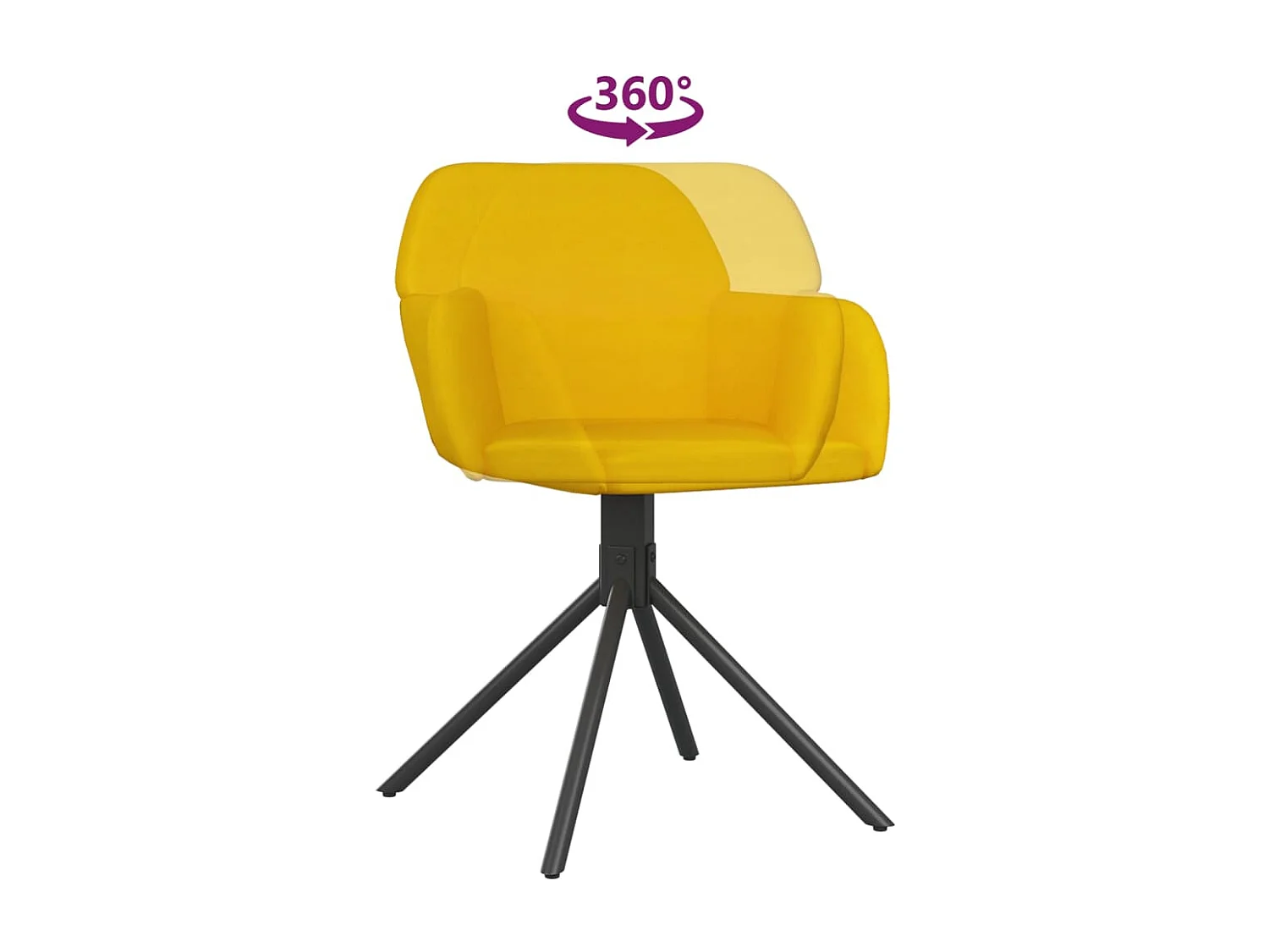 Chaises pivotantes à manger lot de 2 Jaune Velours