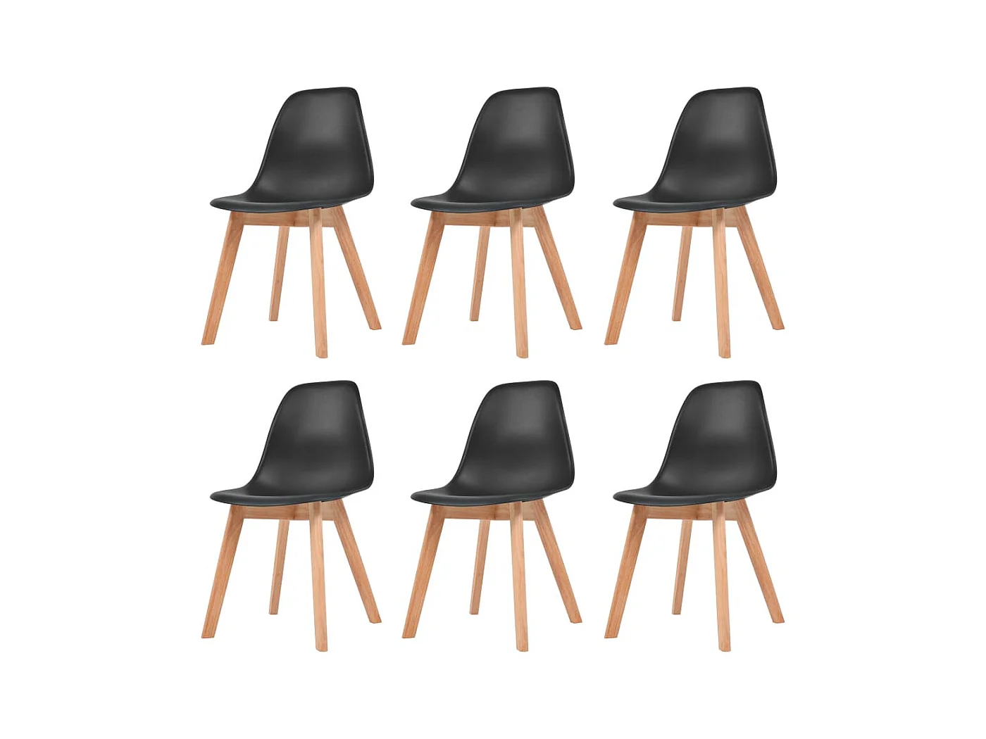 Chaises à manger lot de 6 Noir Plastique