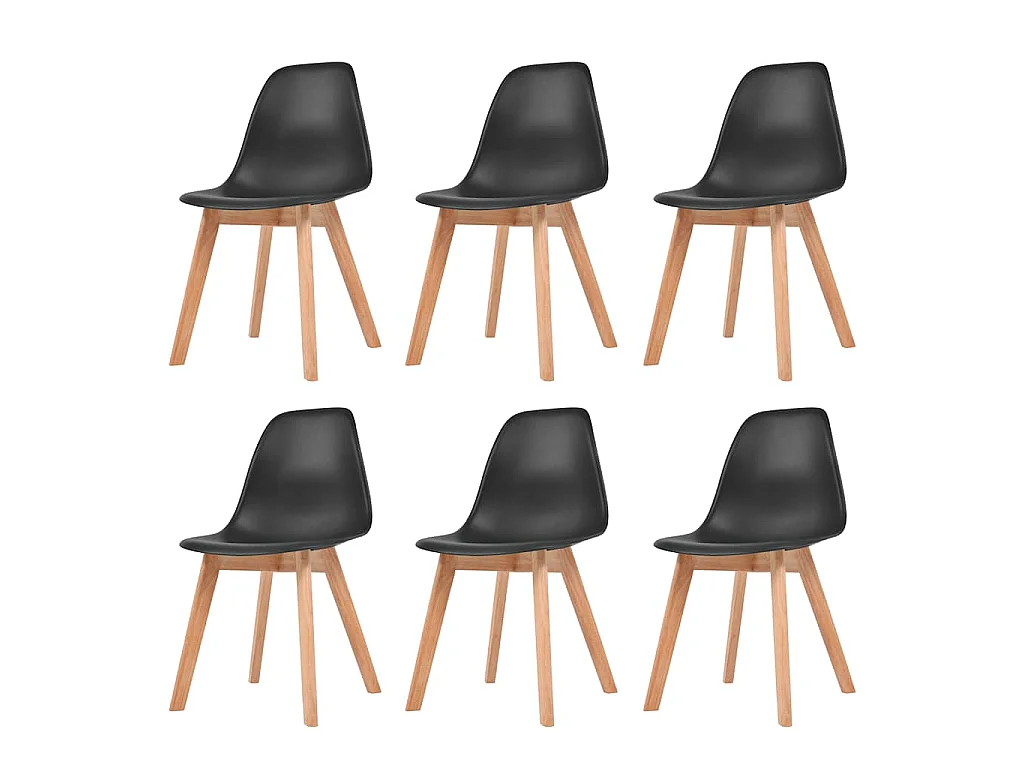 Chaises à manger lot de 6 Noir Plastique