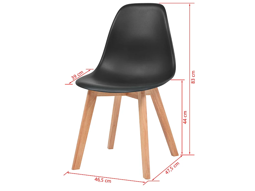 Chaises à manger lot de 6 Noir Plastique