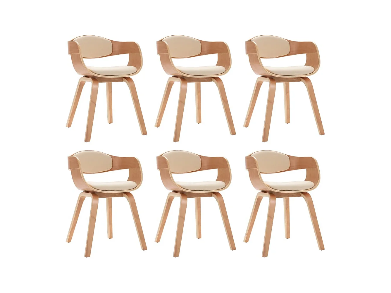 Chaises à manger lot de 6 bois courbé et similicuir