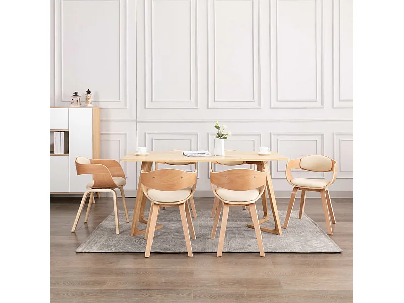 Chaises à manger lot de 6 bois courbé et similicuir