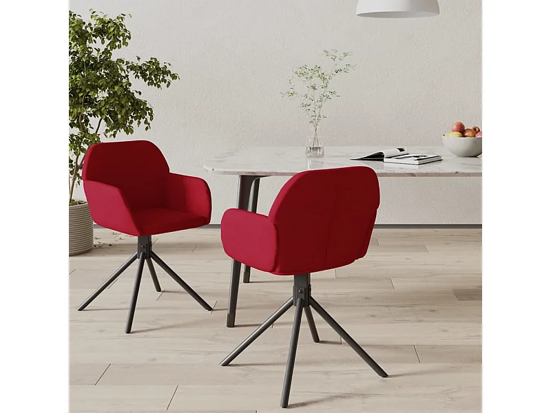 Sedie da Pranzo Girevoli 2 pz Rosso Vino in Velluto