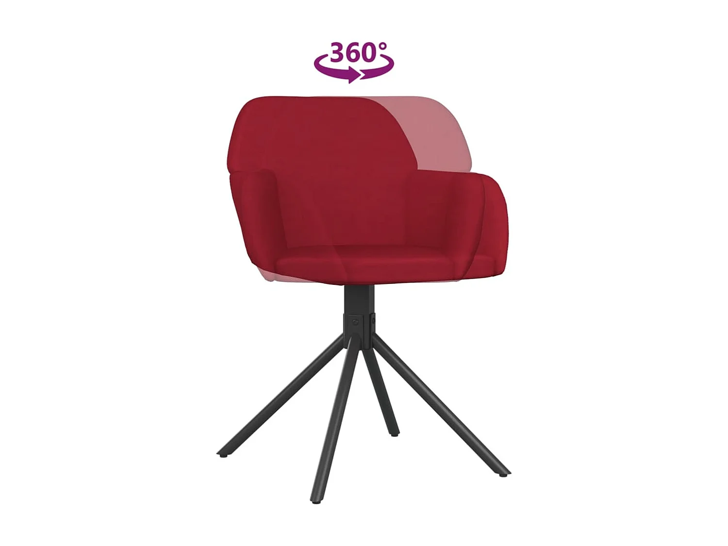 Chaises pivotantes à manger lot de 2 Rouge bordeaux Velours