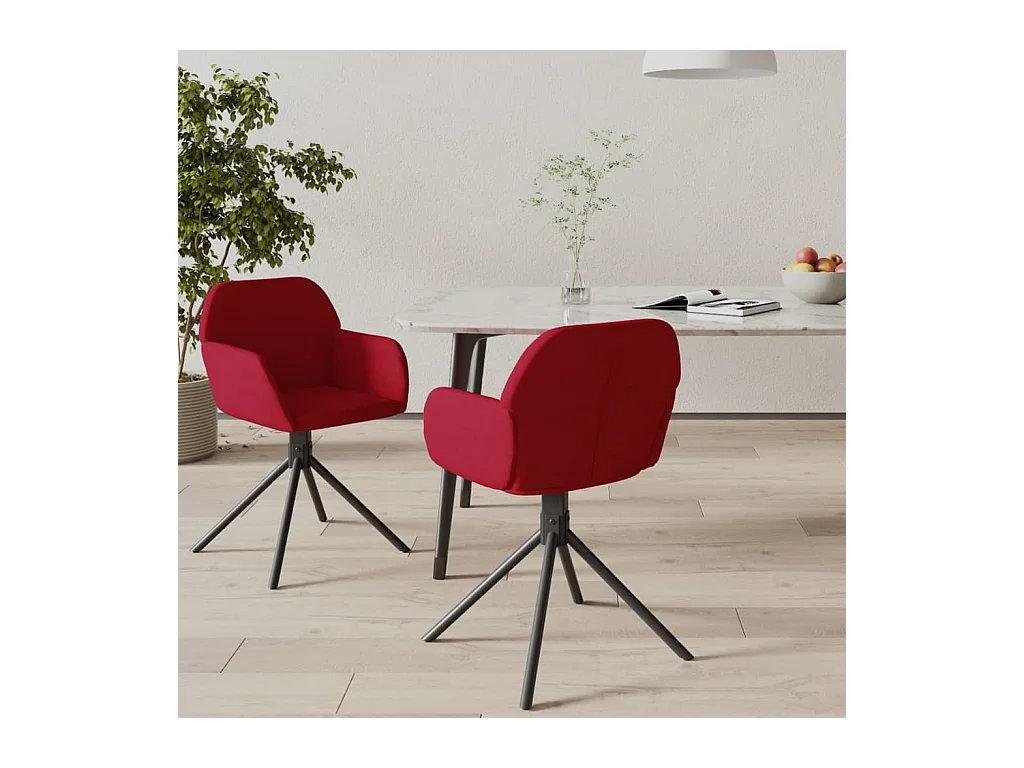 Chaises pivotantes à manger lot de 2 Rouge bordeaux Velours