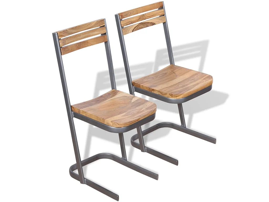 Sedie da Pranzo 2 pz in Legno Massello di Teak