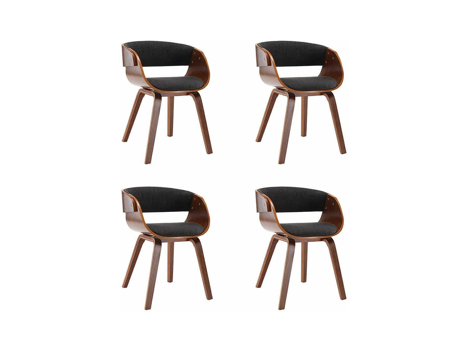 Chaises à manger lot de 4 gris bois courbé et tissu