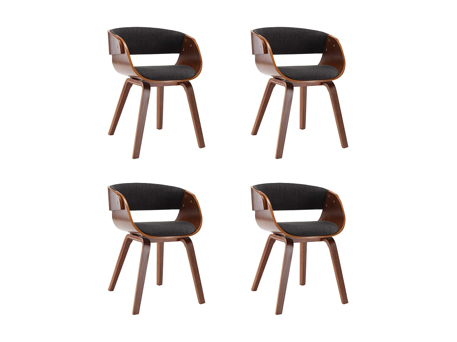 Cadeiras jantar 4 pcs madeira curvada e tecido cinzento