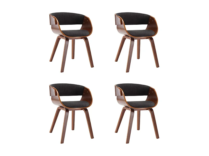 Chaises à manger lot de 4 gris bois courbé et tissu