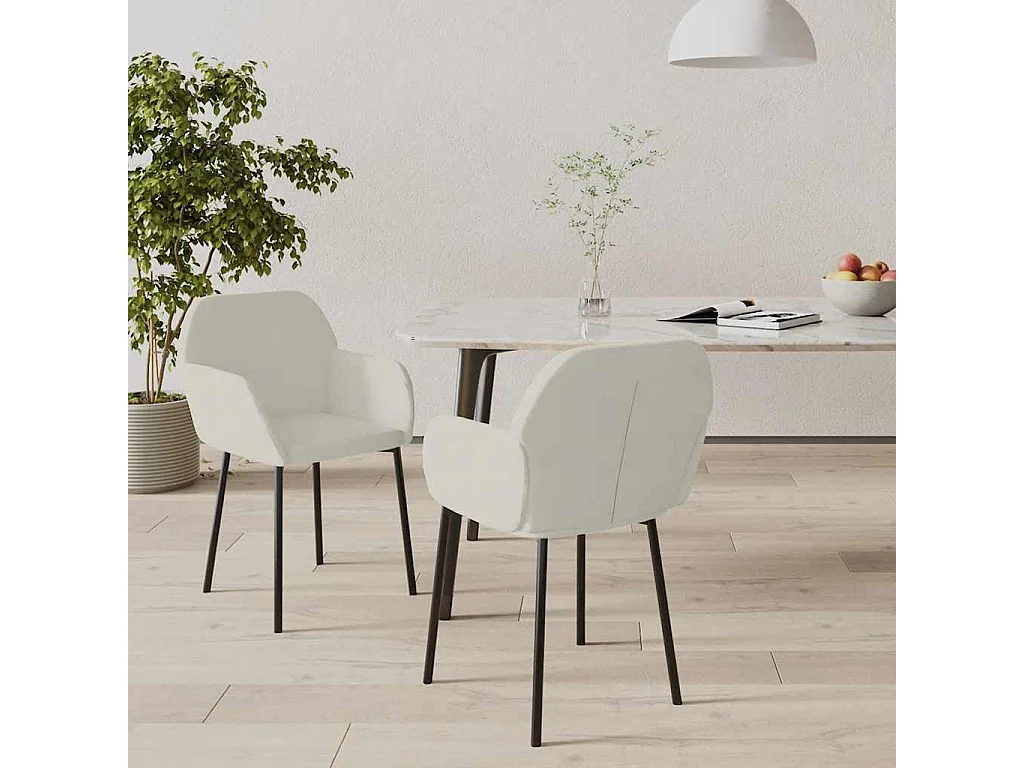 Chaises à manger lot de 2 Crème Velours