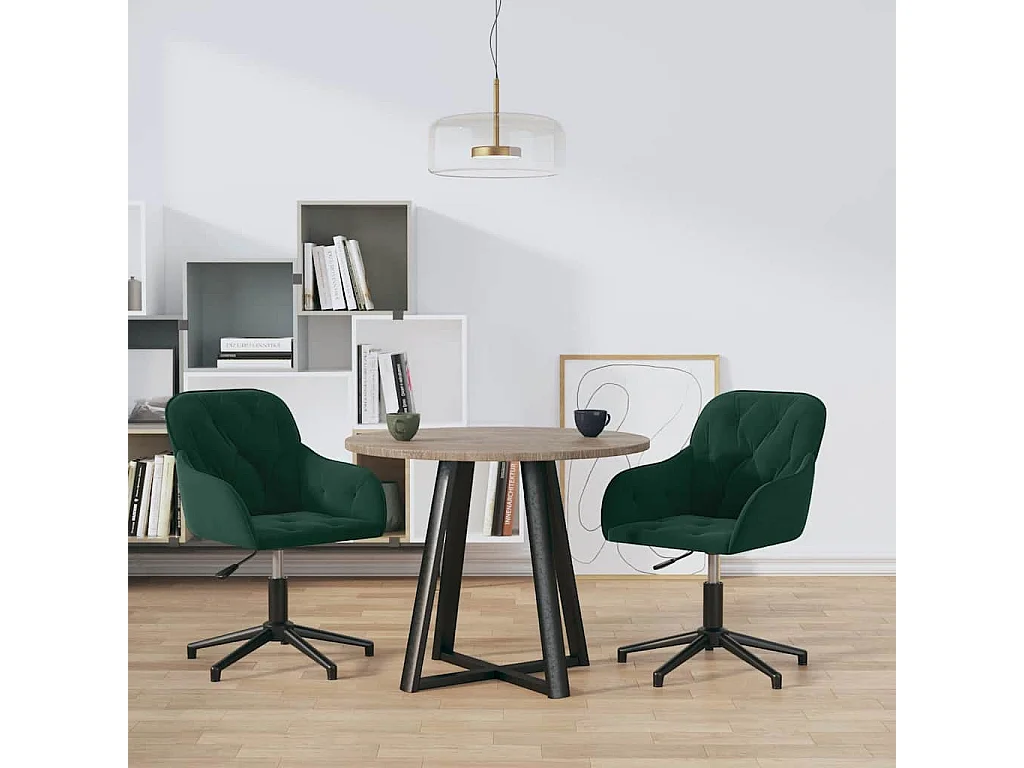 Sedie da Pranzo Girevoli 2 pz Verde Scuro in Velluto