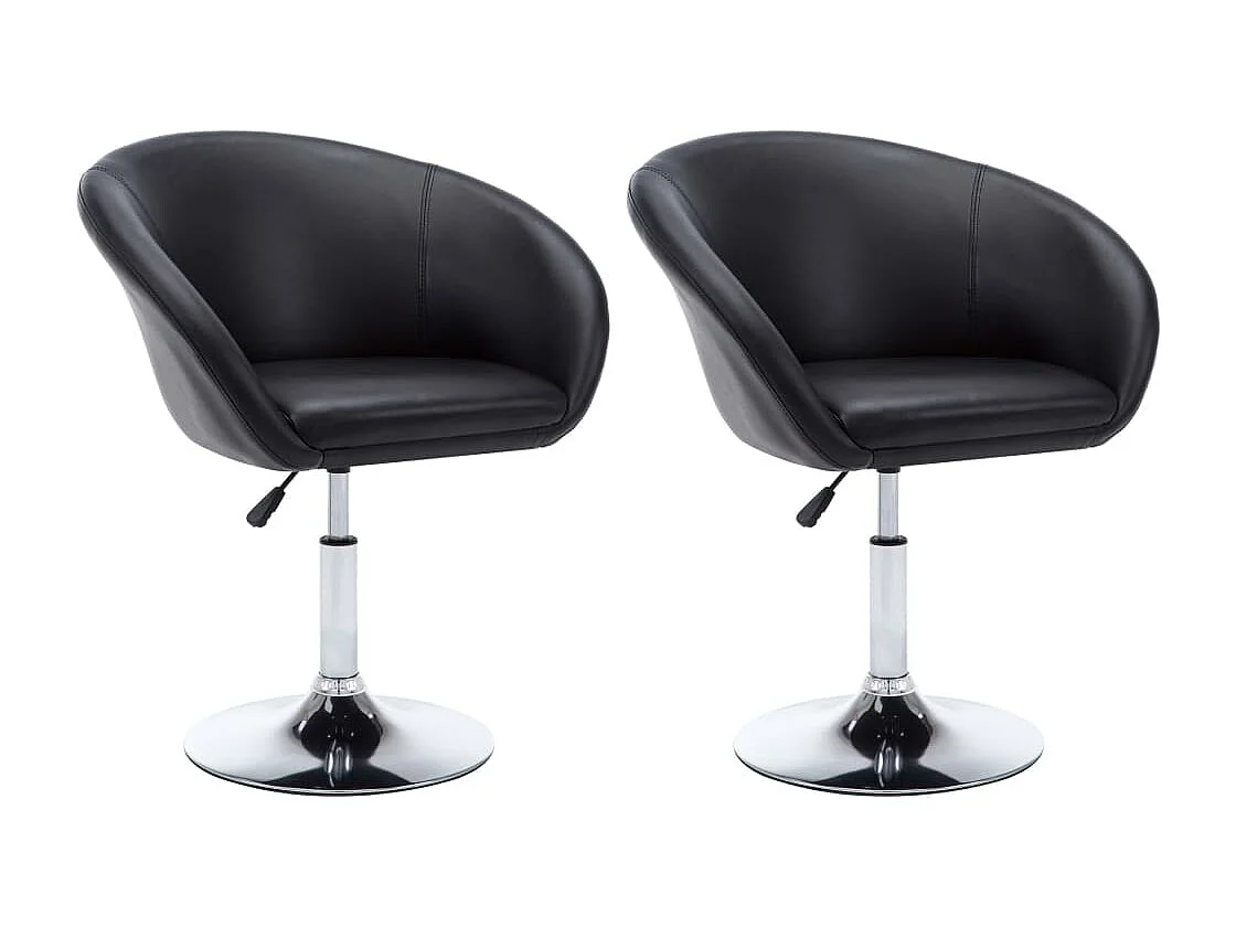 Chaises pivotantes de salle à manger 2 pcs Noir Similicuir