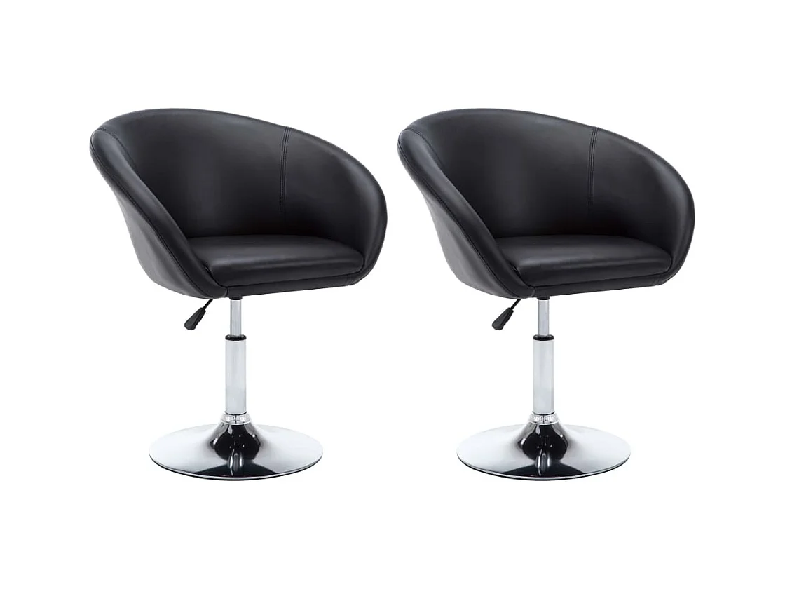 Chaises pivotantes de salle à manger 2 pcs Noir Similicuir