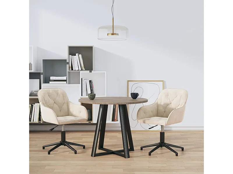 Chaises pivotantes à manger lot de 2 Crème Velours