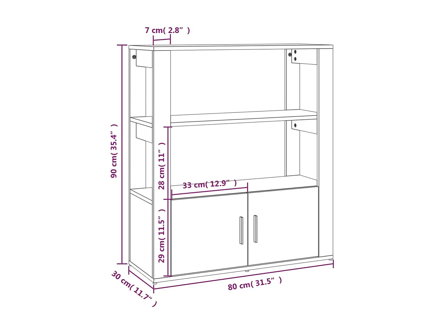 Buffet Chêne sonoma 80x30x90 cm Bois d'ingénierie