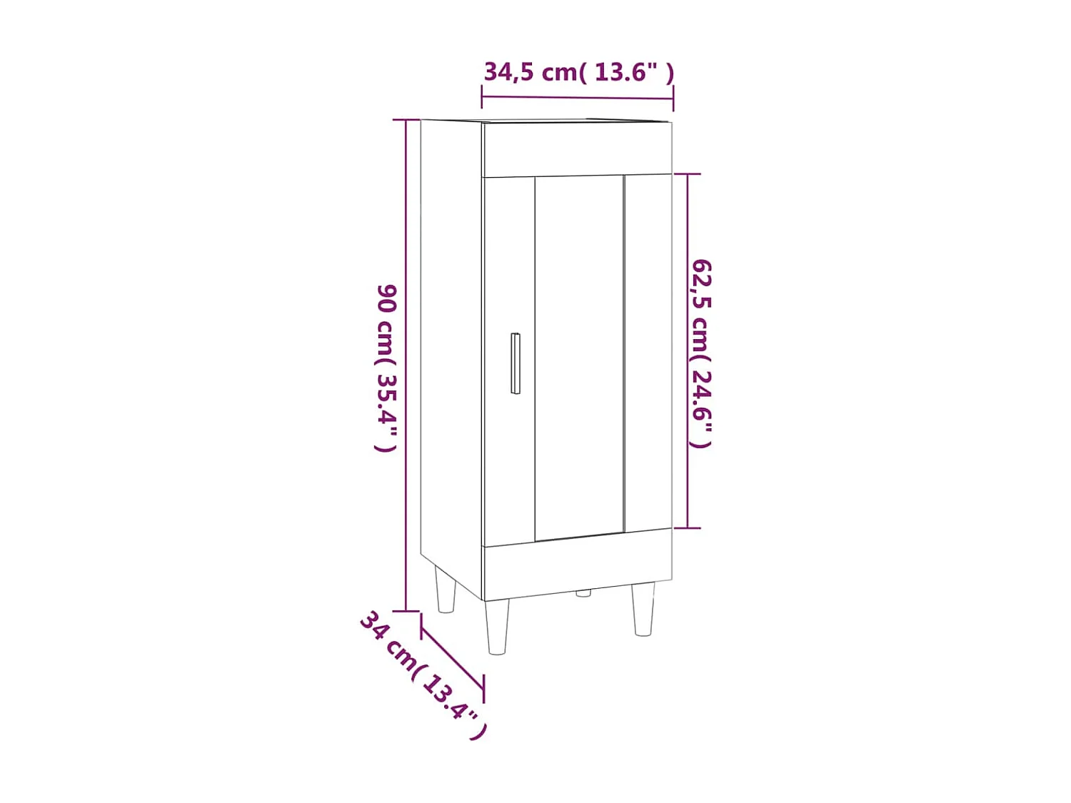Buffet Gris béton 34,5x34x90 cm Bois d'ingénierie