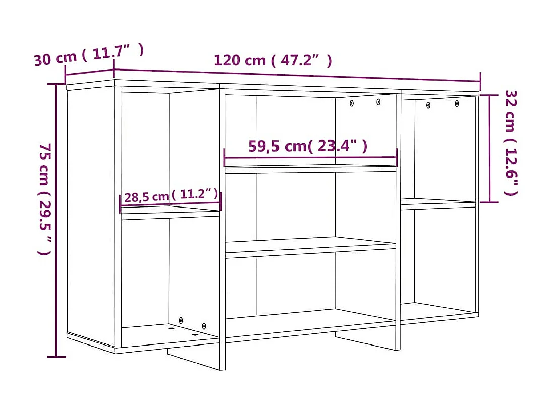 Sideboard Weiß 120x30x75 cm Holzwerkstoff