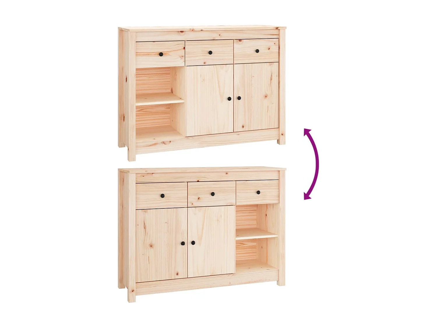 Dressoir 100x35x74 cm massief grenenhout