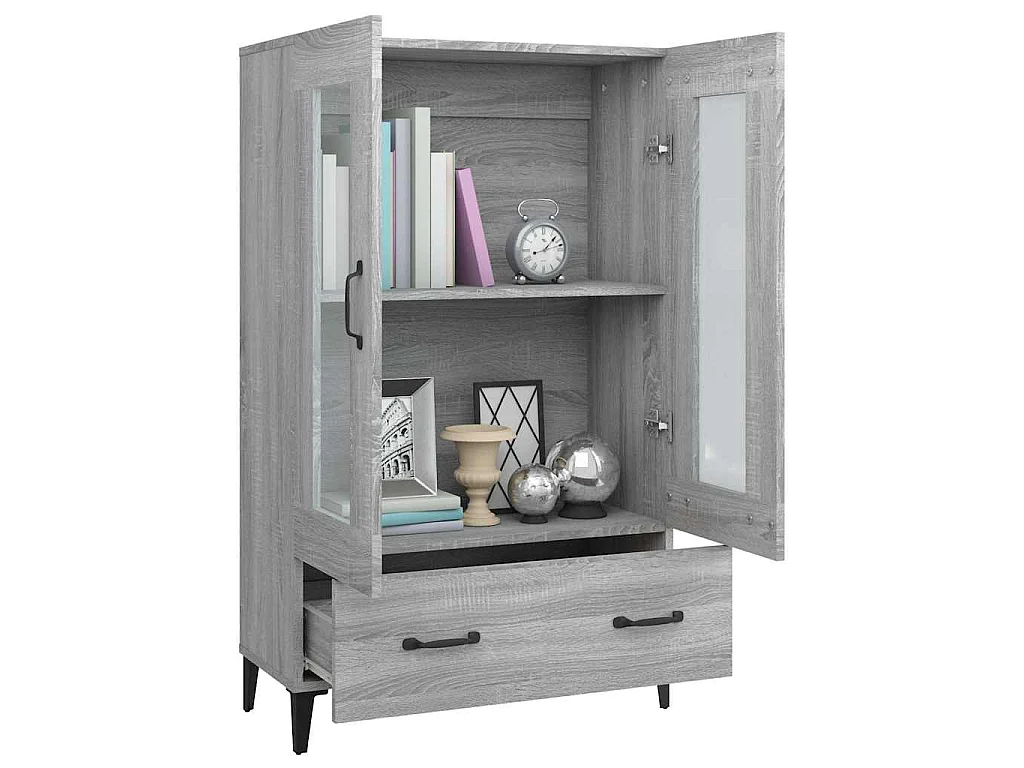 Hoge kast 70x31x115 cm bewerkt hout grijs sonoma eikenkleurig