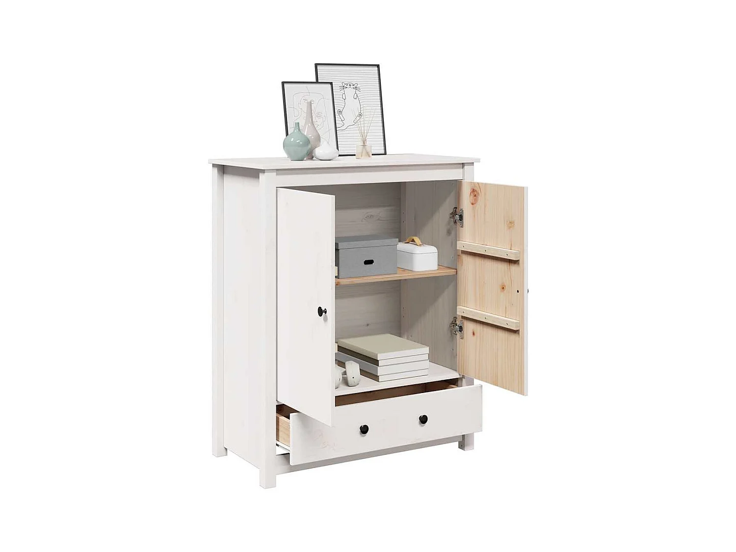 Buffet Blanc 83x41,5x100 cm Bois massif de pin