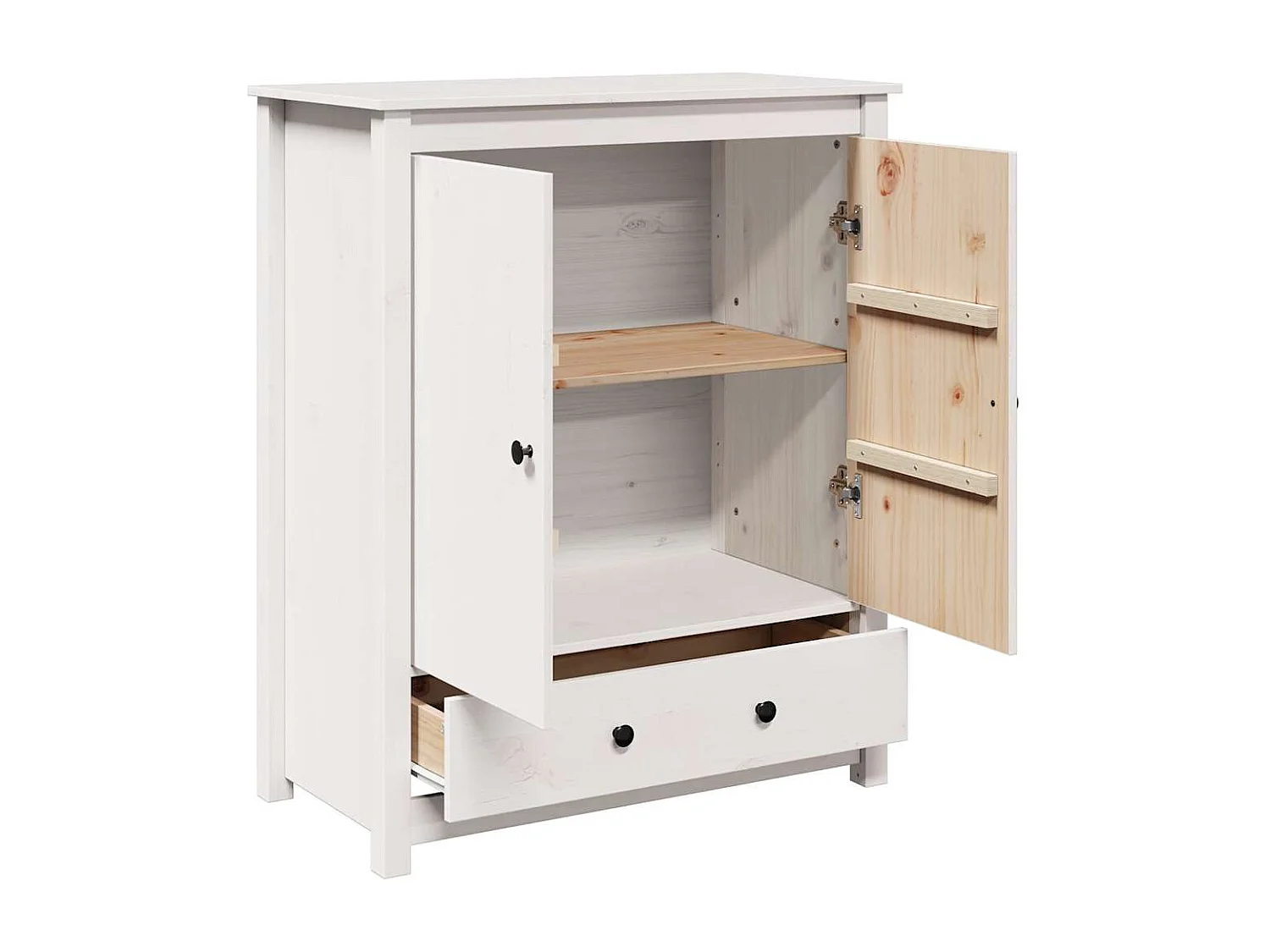 Hoge kast 83x41,5x100 cm massief grenenhout wit