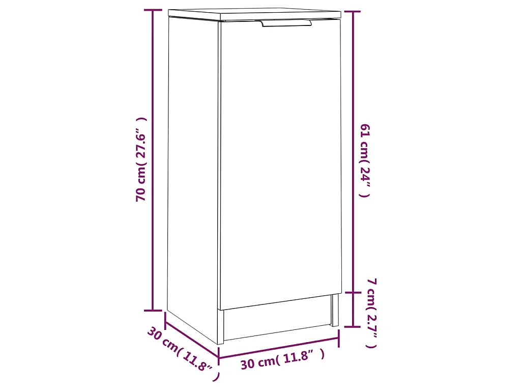 Buffet Gris béton 30x30x70 cm Bois d'ingénierie
