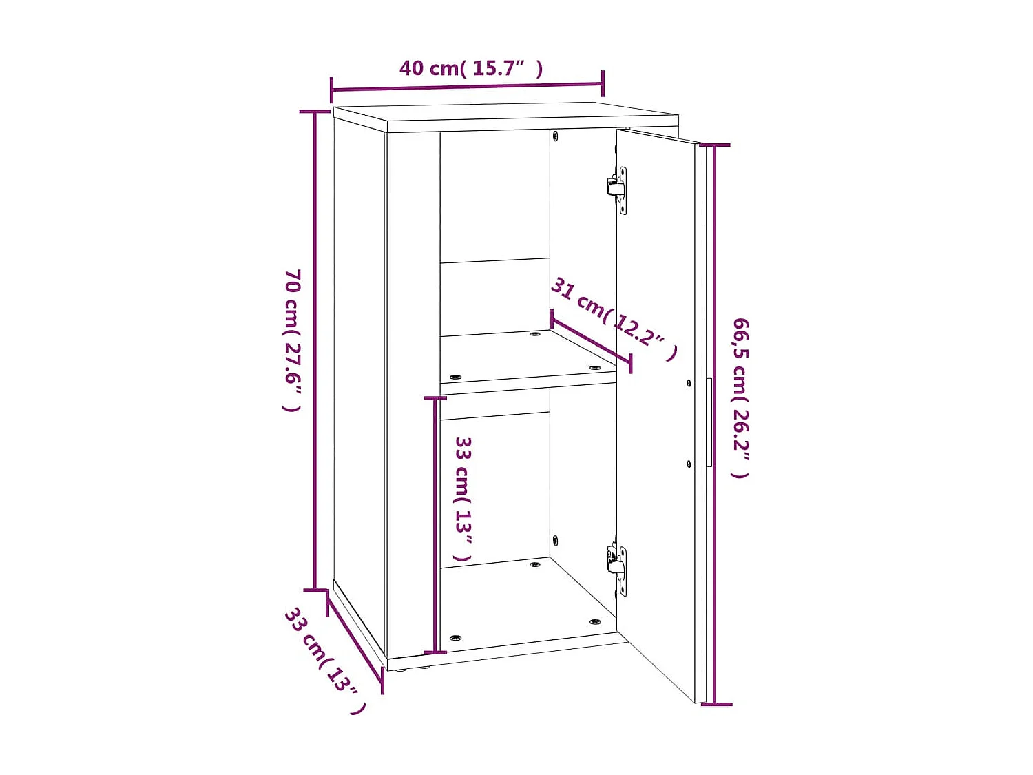Buffet Blanc 40x33x70 cm Bois d'ingénierie