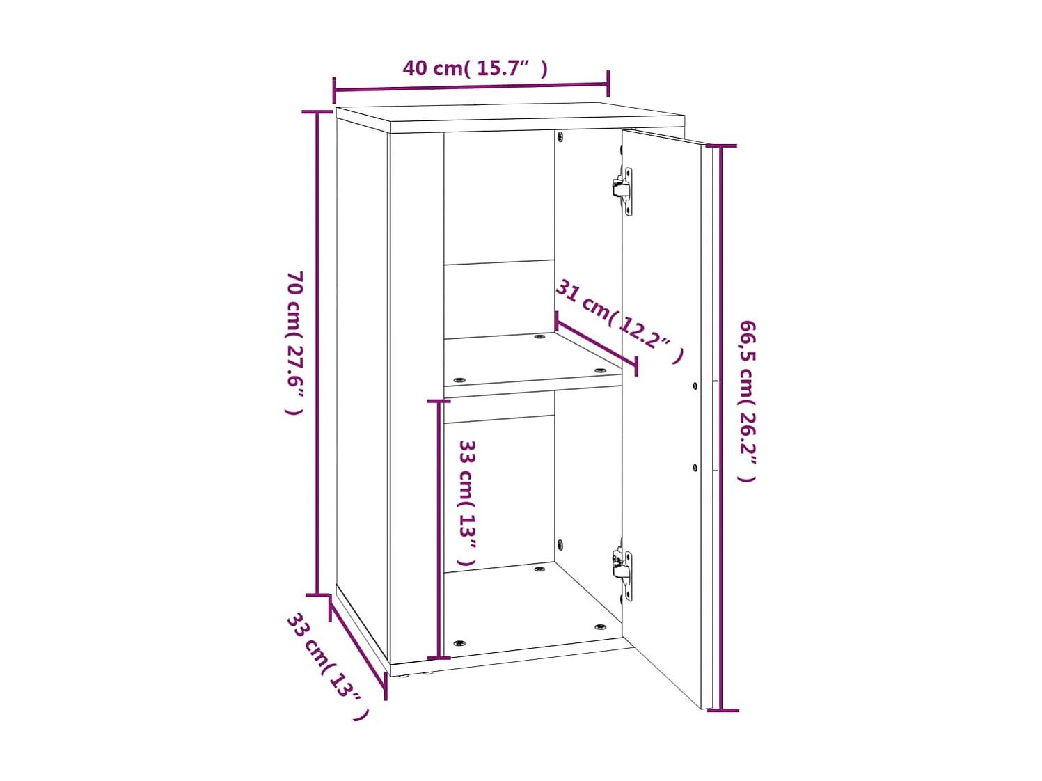 Buffet Blanc 40x33x70 cm Bois d'ingénierie